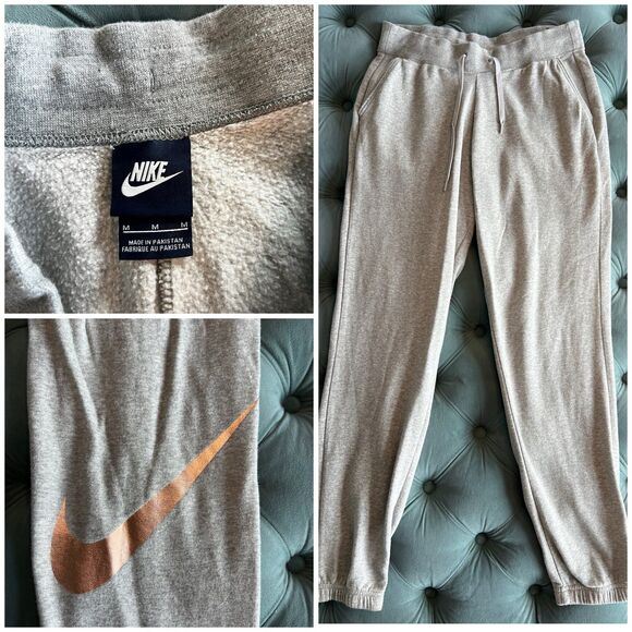 Vintage Y2K Nike women's sweatpants Medium Rose Gold Gray - Picture 1 of 9